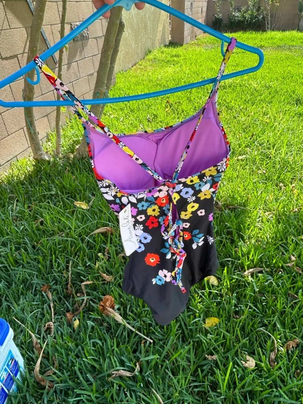 Anne Cole Black Floral One-Piece Swimsuit with Multicolor Flowers